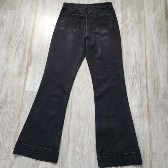 BBJ Rhinestone Flare Black Denim Jeans High Rise Stretch Cotton Blend Sz 7/28 - Picture 12 of 12